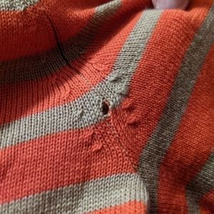 Gap Women Orange and Tan striped dress